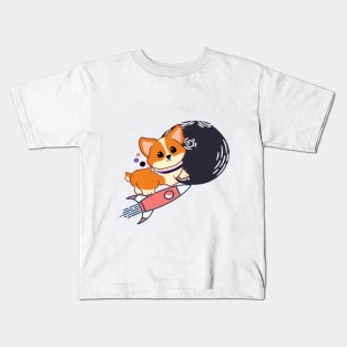 Shiba goes to the MOON!! Kids T-Shirt